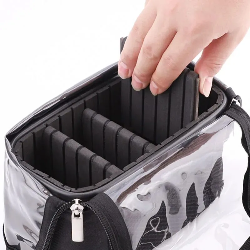 Clear Makeup Brush Holder with Lid Large Capatity Makeup Brushes Storage Bag Stand-up Makeup Artist Bags With Strap and Dividers