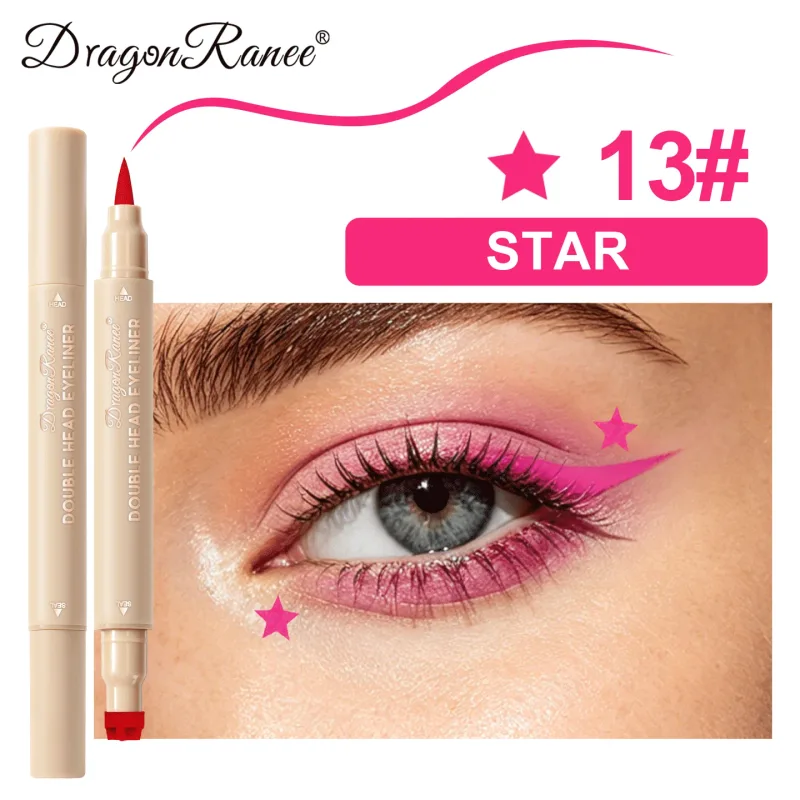 Double Head Eyeliner Stamp Waterproof Colorful Eyeliner With Heart/Star/Butterfly/Triangle Liquid Liner Seal Decorative Makeup