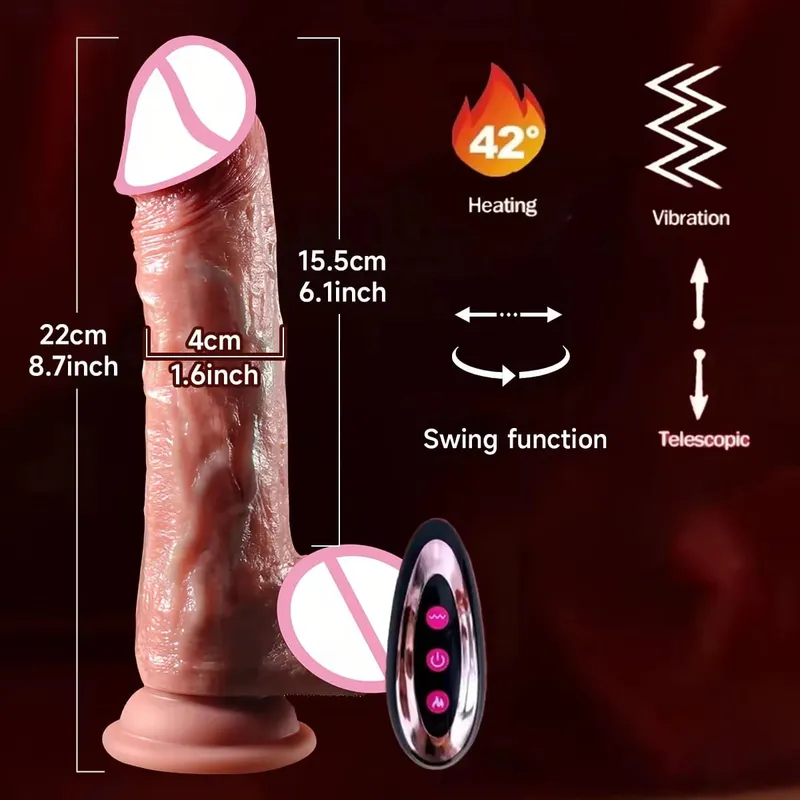 Realistic Dildo Telescopic Vibrator Female Masturbator Thrusting Big Dick Silicone Masturbation Penis Adult Sex Toys For Women