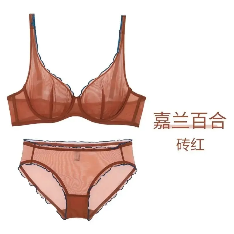 Sophisticated French Minimiser Bra Underwire Support Triangle Cups Non Padded Mesh Lingerie Set For Large Bust MOYISU Panty Set