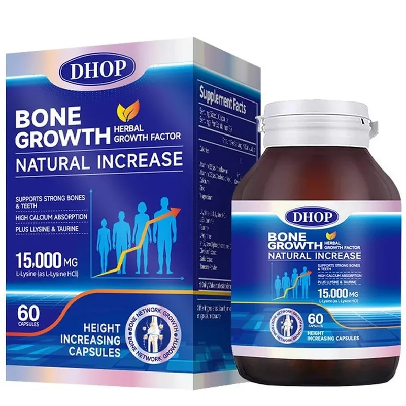 Bone Growth Natural Increase Capsules with L-Lysine Vitamin D3 Calcium & Zinc; Supports Strong Bones & Teeth 60 Capsules