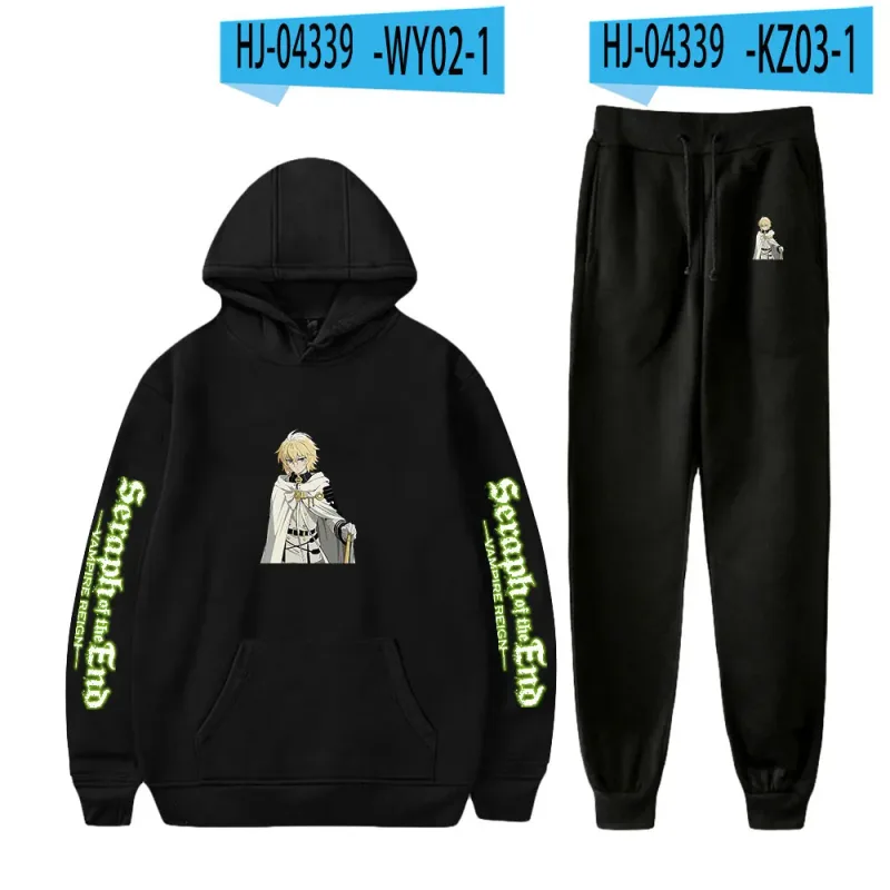 Harajuku Comfortable Seraph of the End Print Sweatshirt Sweatpants Suit Hoodies+ Trousers Suit Boys/Girls 2 Piece Set Clothes — image 22