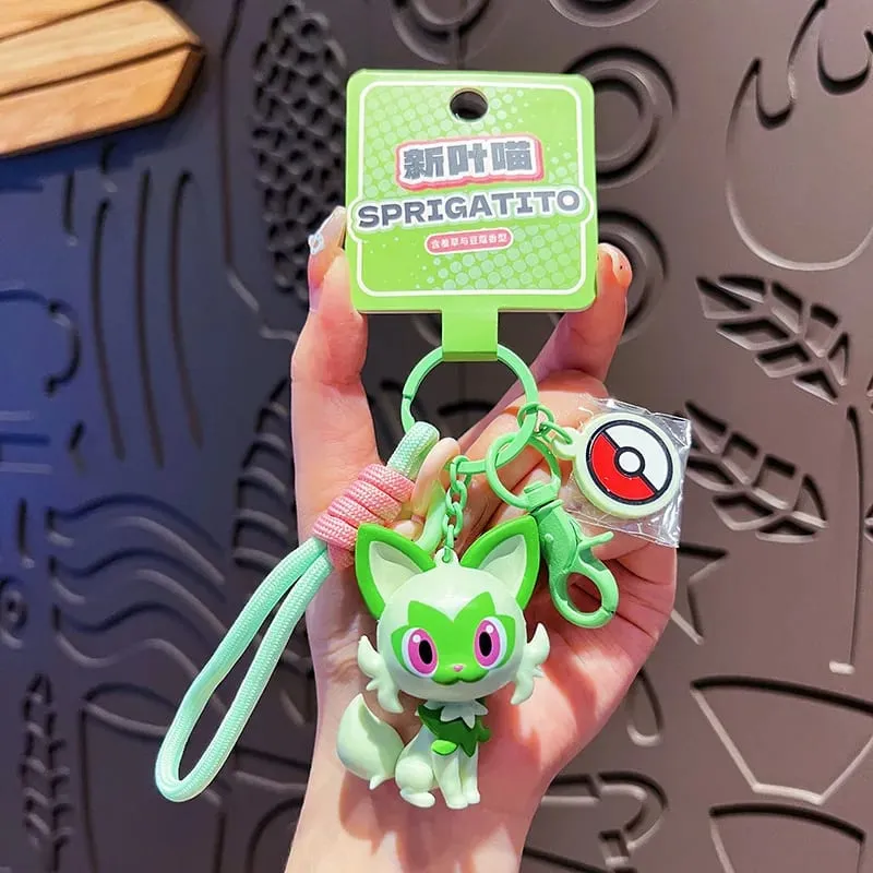 ของแท้พวงกุญแจ Pokemon Pikachu Gengar Sylveon Sprigatito Quaxly Fuecoco อะนิเมะ Action Figure ของเล่นพวงกุญแจกลิ่นหอมจี้