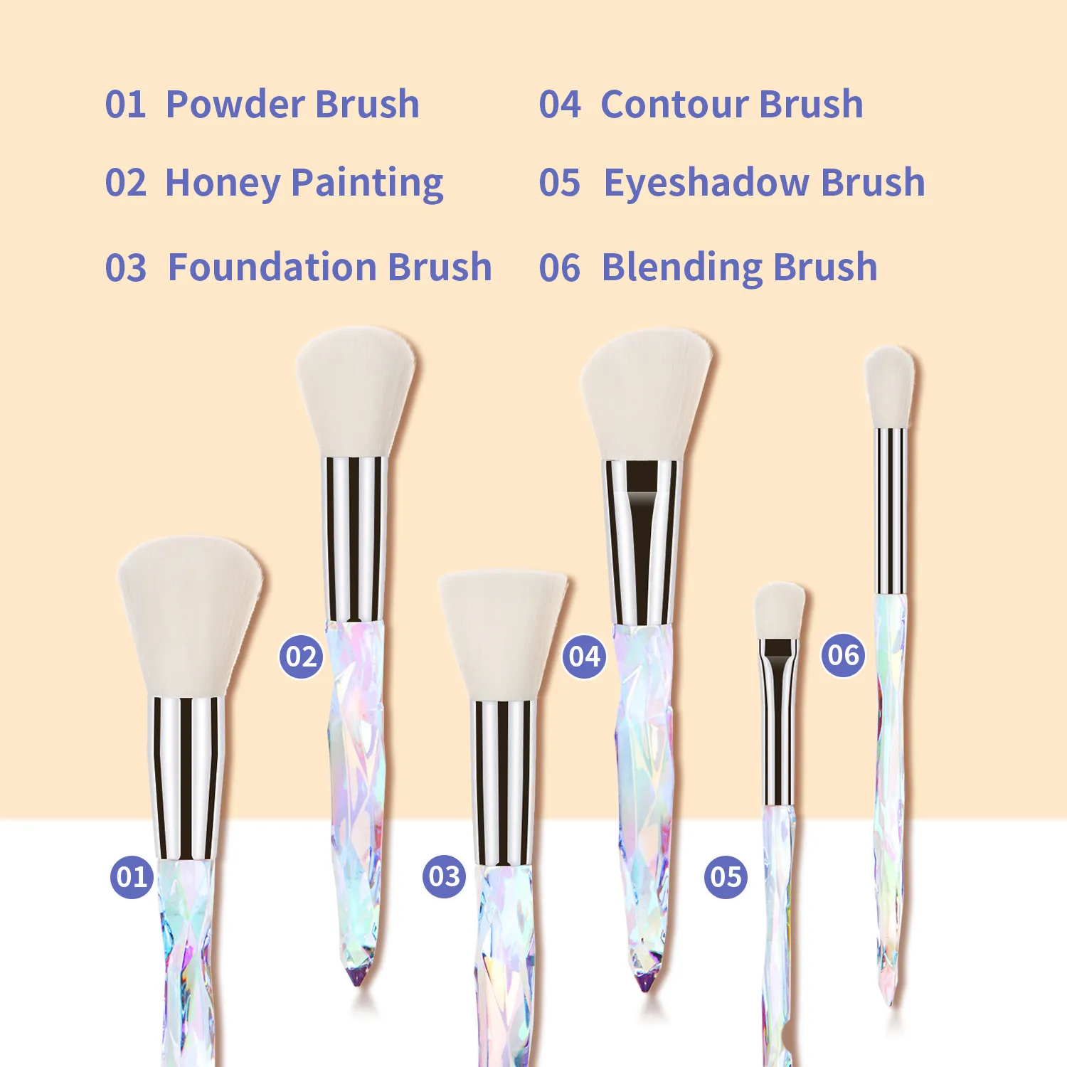 Professional 15Pcs Makeup Brushes Kit Dense Soft Bristle Crystal Handle Face Eye Cosmetic Brushes For Beginner Daily Makeup
