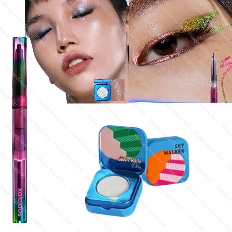 Kaleidos Chameleon Face Eye Makeup Set Gel Eyeliner Pencil Chameleon Eyeshadow Highlighter Chrome Glitter Diamond Powder
