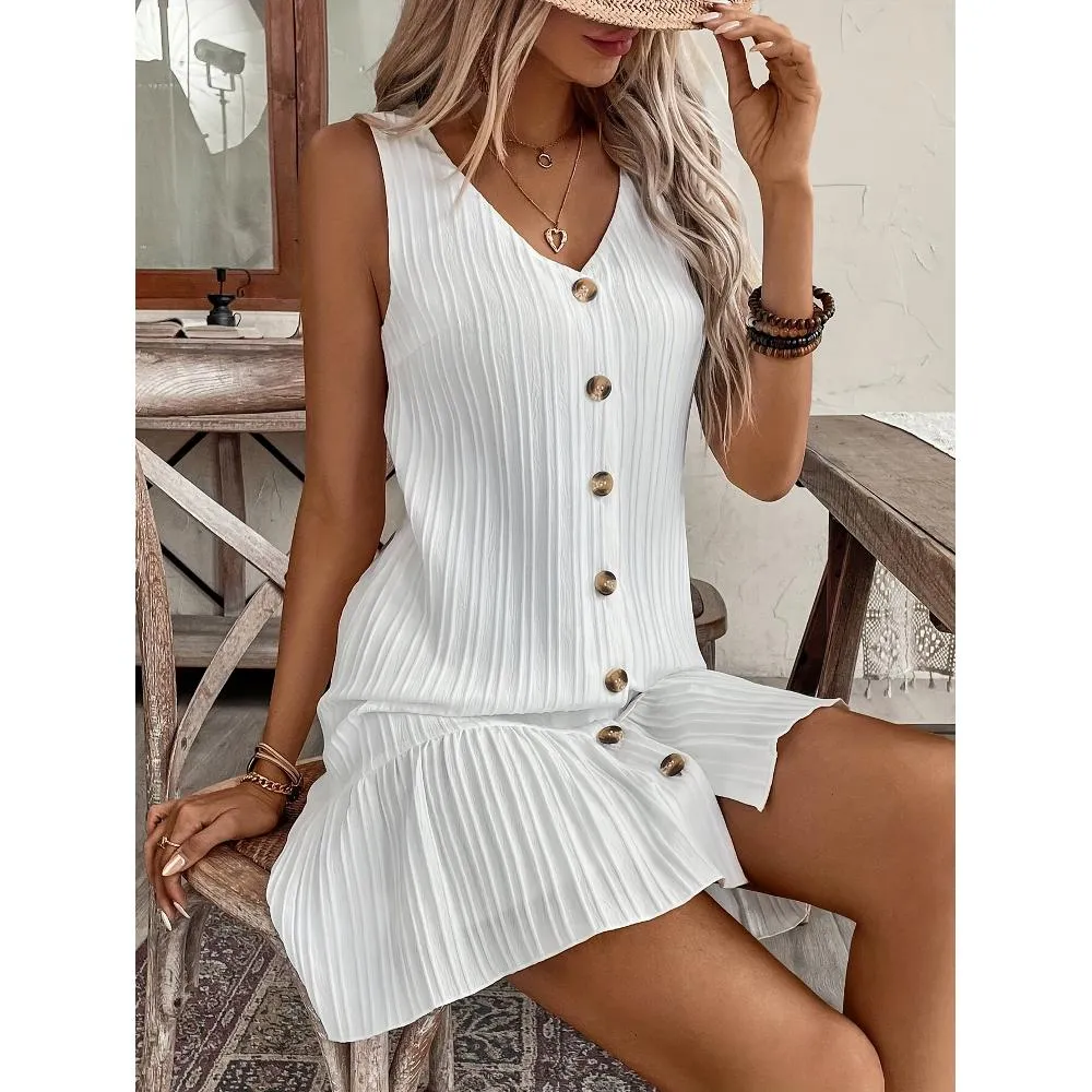 1 Piece V-Neck Elegant Summer Dress A-Line Design Comfortable and Breathable lotus Leaf Edge Grand and Elegant