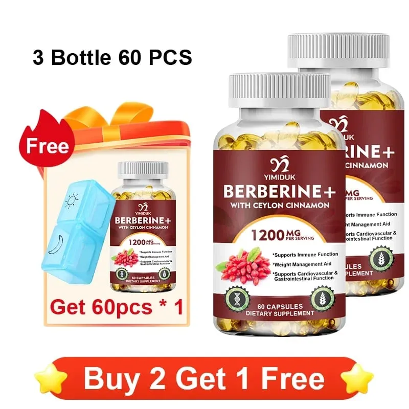 Berberine 1200mg Supplement Supports AMPK Activation Healthy Glucose Metabolism Immunity & Weight Control for Adults