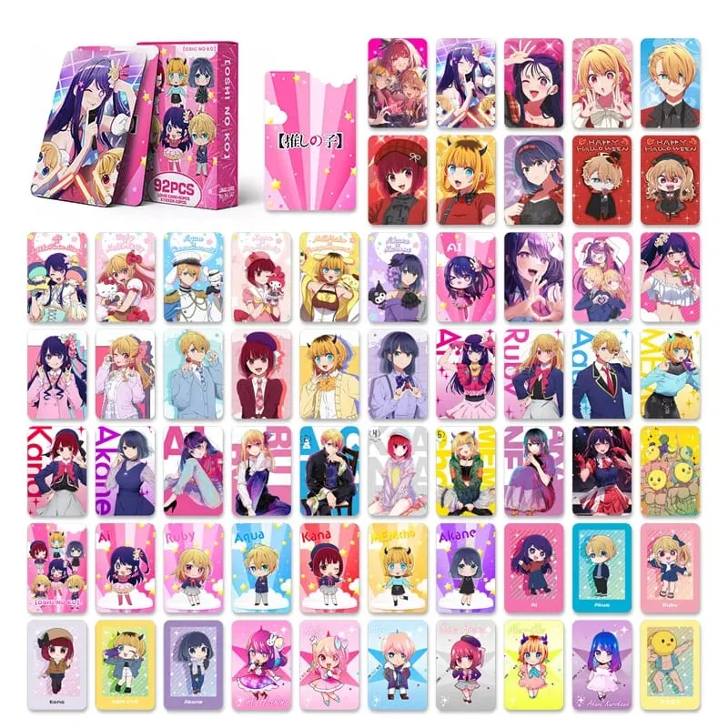 Oshi No Ko 92Pcs（60Lomocard+32Sticker） Exquisite Small Cards High-Definition Photo Cards Collectible Cards Fan Merchandise Small Gifts Halloween Christmas Gifts