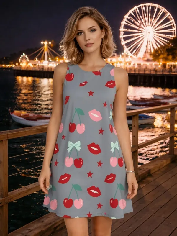 Womens Floral Sleeveless A Line Mini Dress Round Neck Fresh Sundress for Outdoor Brunch Beach Walk and Everyday Wear Comfort