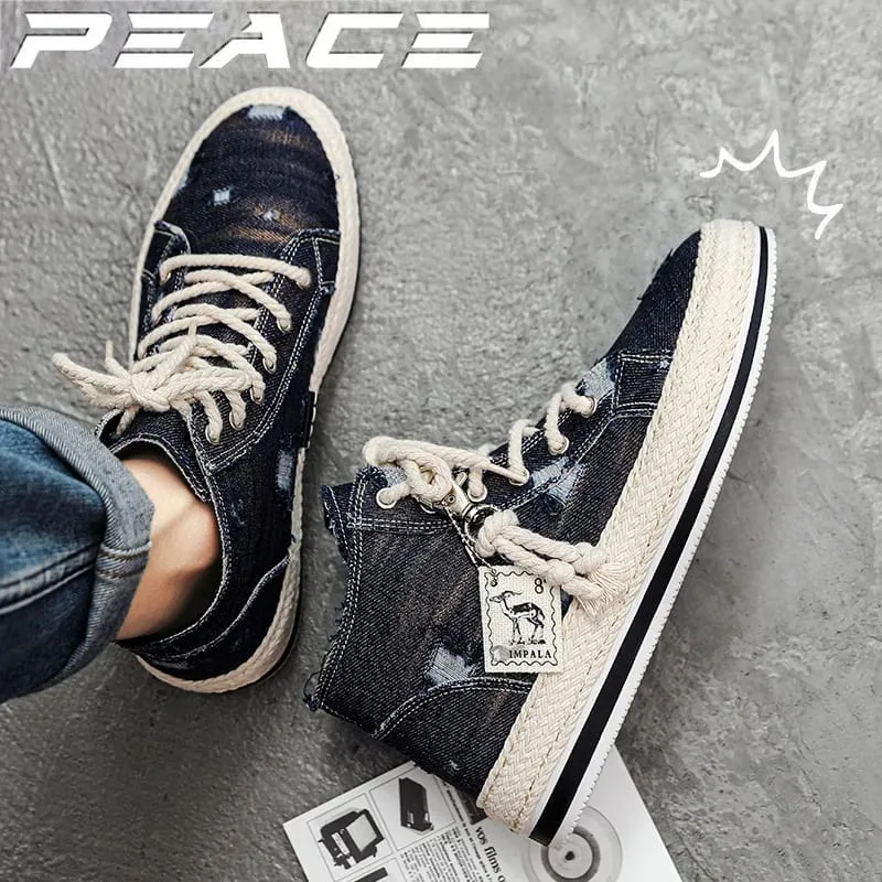 Men's Lightweight High-Top Canvas Sneakers Outdoor Casual Sports Shoes for Men
