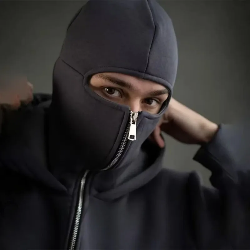 New Autumn Winter Unisex zip up hoodies Ninja jacket Men's Women's Balaclava Hooded Mask Design cold culture sweatshirt