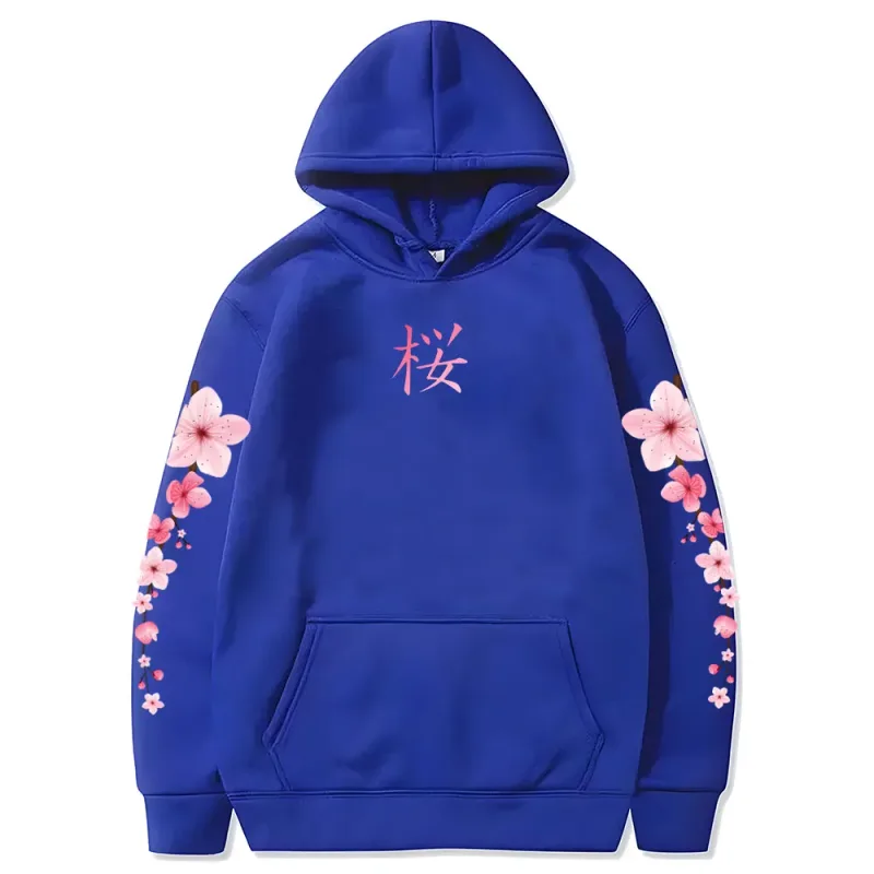 Japanese Blossom Sakura Graphic Hoodies Long Sleeve Winter Hooded Sweatshirts Casual Women/Men Comfortable Pullovers with Pocket — image 9