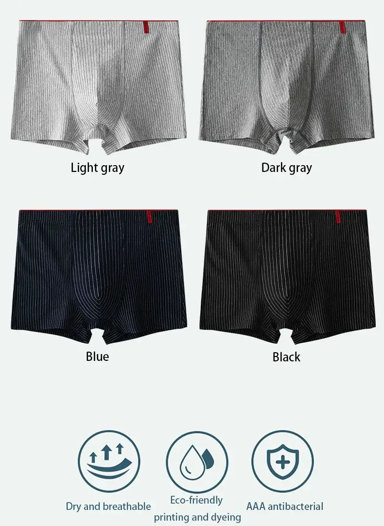 Bộ 4 Quần Lót Boxer Nam Mềm Mại, Thoáng Khí Và Thoải Mái Quần Sịp Nam Sọc Hợp Thời Trang Cá Tính Dáng Rộng Võ Sĩ