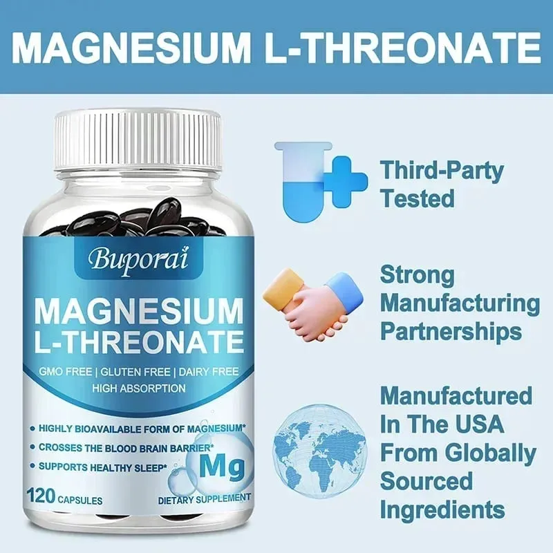 Magnesium L Threonate Supplement - Muscle Strength Bone and Joint Health Focus and Memory Enhancer Supports Nerve FunctionSup