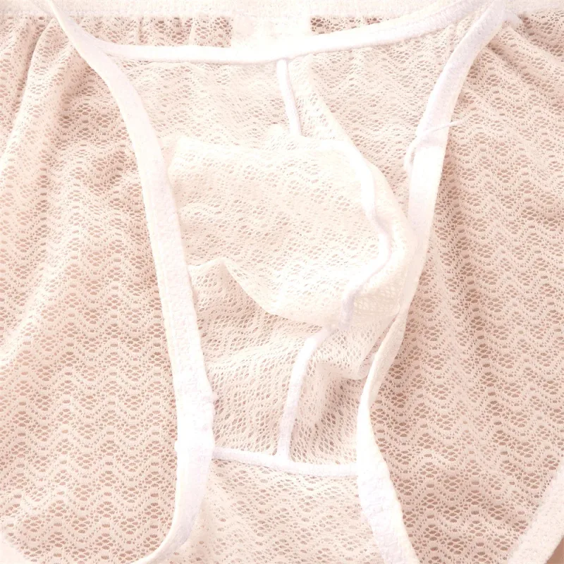 Mesh Nylon Pink Underwear for Men Solid Color Breathable Summer Cool Male Bulge Pouch Briefs Ultra Thin Sexy Plus Size Panties