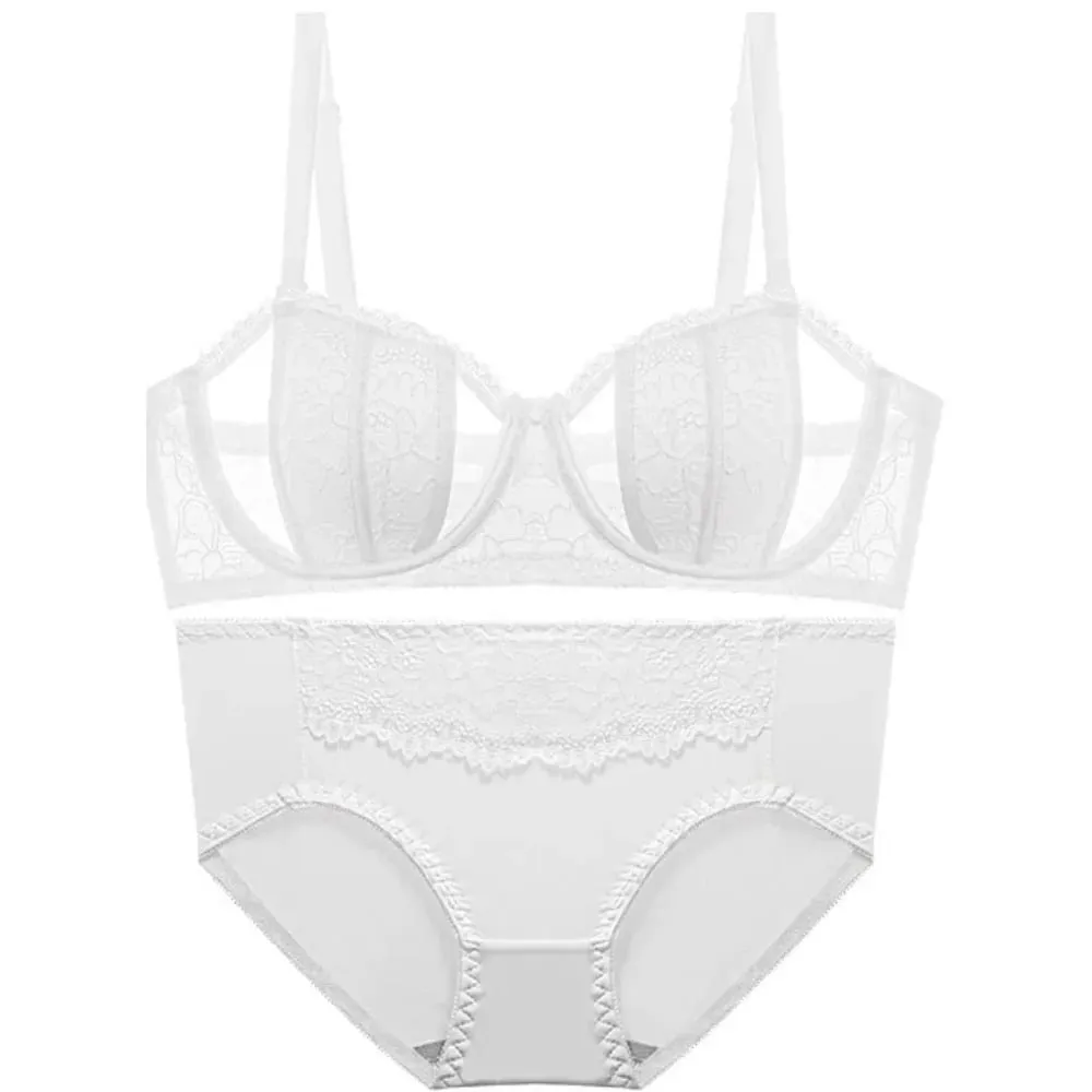 Big Bust Minimizer Bra Set 32‑38 AB Thin Lace Soft Underwire Anti‑Sagging Strapless Optional Sexy Ladies Brassiere Lingerie Kit