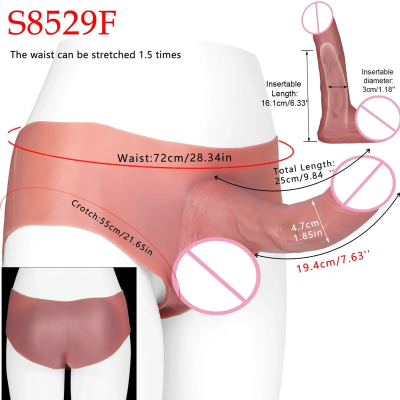 Realistický rukáv na penis s vysokým pasem насадка на член Pásek na duté dildo kalhotky Silikon Dick Extender sexuální hračka pro muže — image 17
