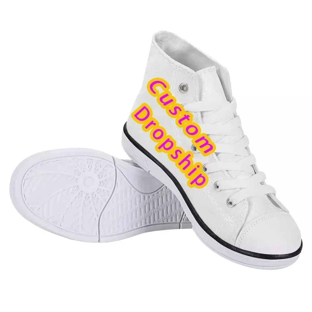 Custom Your Logo Image Text Name Pinted Shoes For Unisex High Top Canvas Shoes Women Free Dropshipping Ladies Sneakers