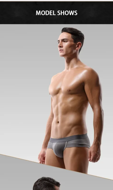5PCS Men's three-piece briefs with U-shaped pouch, modal fabric, breathable, summer youth low-rise bottom pants