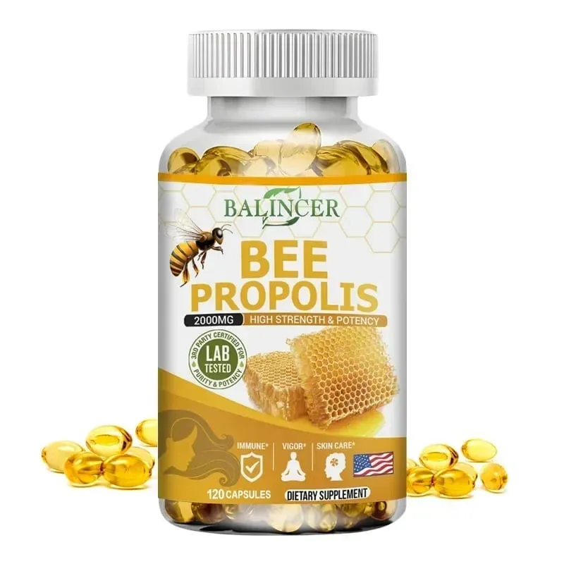Natural Bee Propolis Capsules - Relieves Joint Pain and Stiffness Promotes Bone Health for Immunity and Anti-oxidation
