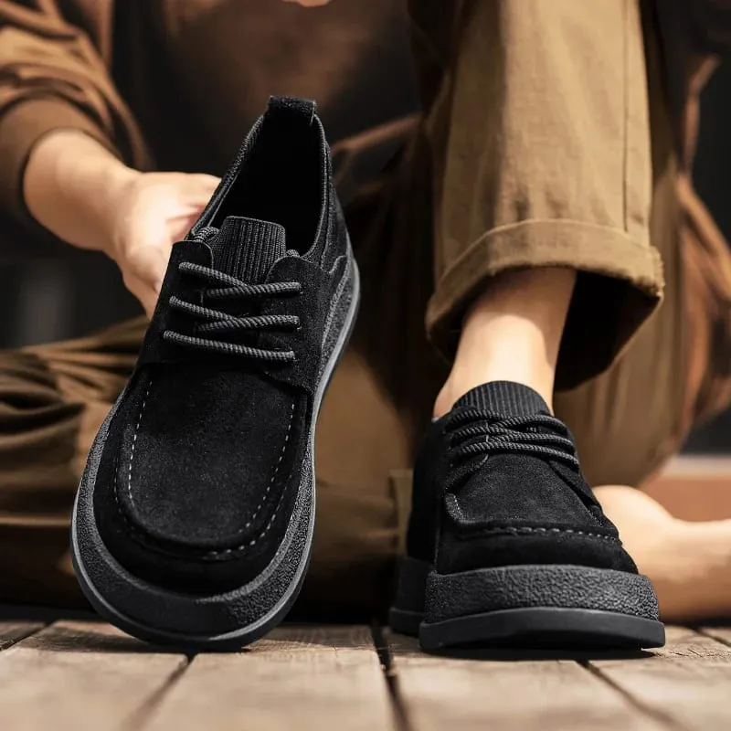 Autumn Wide Toe Spring New Men's Cowhide Fashion Versatile Single Short Boots Soft Leather Men's Boots Zapatillas De Deporte