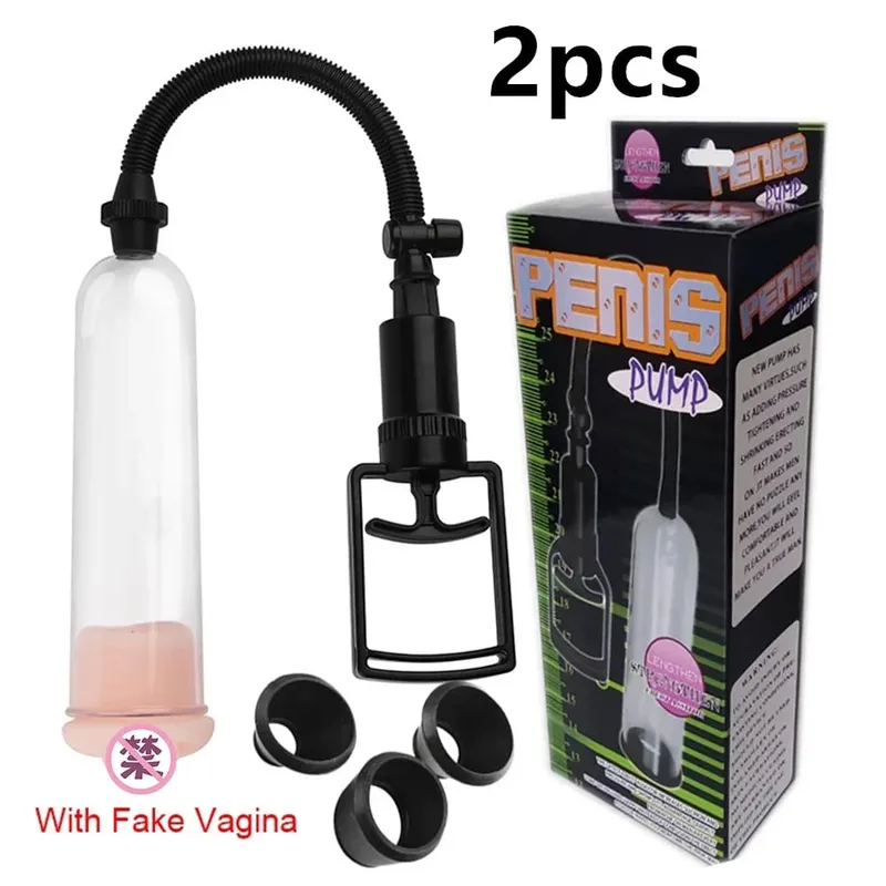 Male Penis Pump Manual Penis Enlarger Big Dick Lasting Trainer Dick Stimulate Extender Masturbator For Man Vacuum Pump Sex Toy