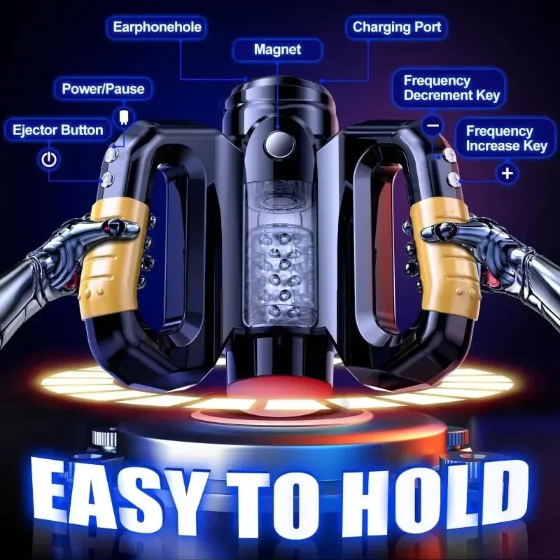 Automatic Male Masturbator Sex Toy with 10 Thrusting & Rotating Penis Pump Male Stroker Adult Toy Double Handle Sex Machine — image 2