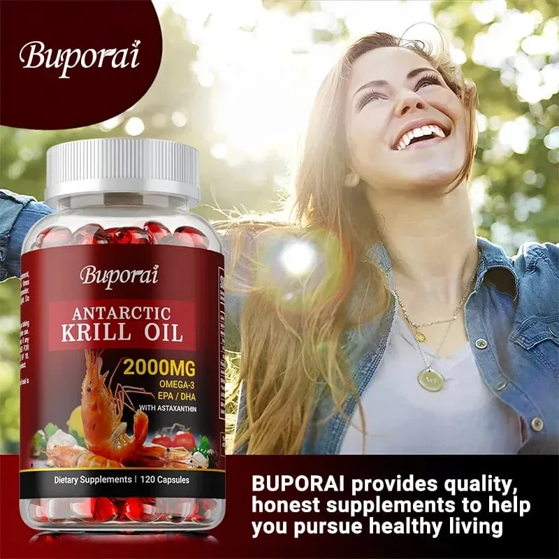 Antarctic Krill Oil 2000MG - Contains Astaxanthin Promotes Brain and Heart Health Antioxidant Metabolism and Boosts Immunity