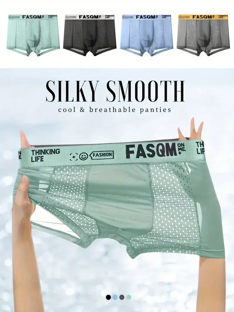 1pc Sexy Mesh Fabric Men's Underwear Cool Ultra-Soft Breathable Boxer Briefs Fashion All-Day Comfort Casual Daily Men Underwear — image 1