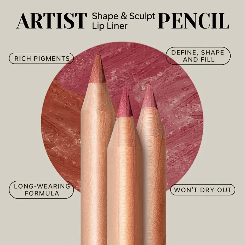 Lápis delineador labial fosco nude de longa duração à prova d'água à prova de manchas contorno preciso fórmula cremosa suave