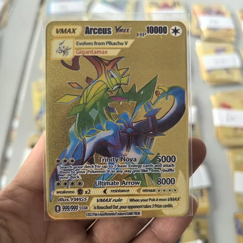 10000HP Charizard Vmax Pokemon Cards Metal English Card Arceus GX Vstar V Golden Limited Kids Gift Game Battle Collection Cards