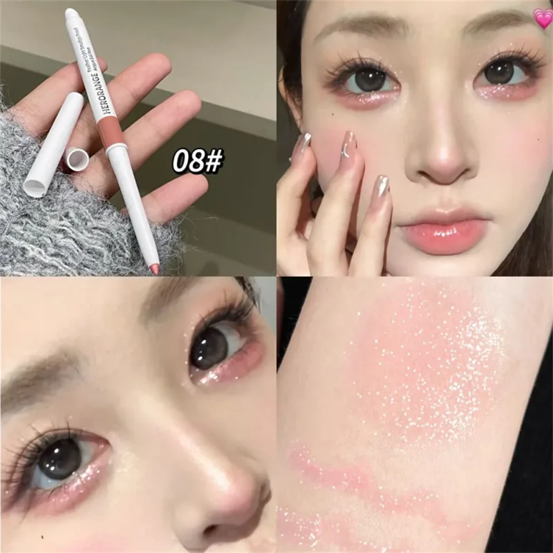 Double-ended Ultra-fine Gel Eyeliner Pencil Pink Brown Under Highlighter Pen Waterproof Matte Aegyosal Lying Silkworm Eye Makeup