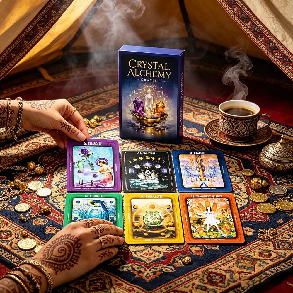 Crystal Alchemy Oracle Cards Divination Deck Crystal Healing Spiritual Guidance Tarot Board Game For Fate Reading Witchcraft