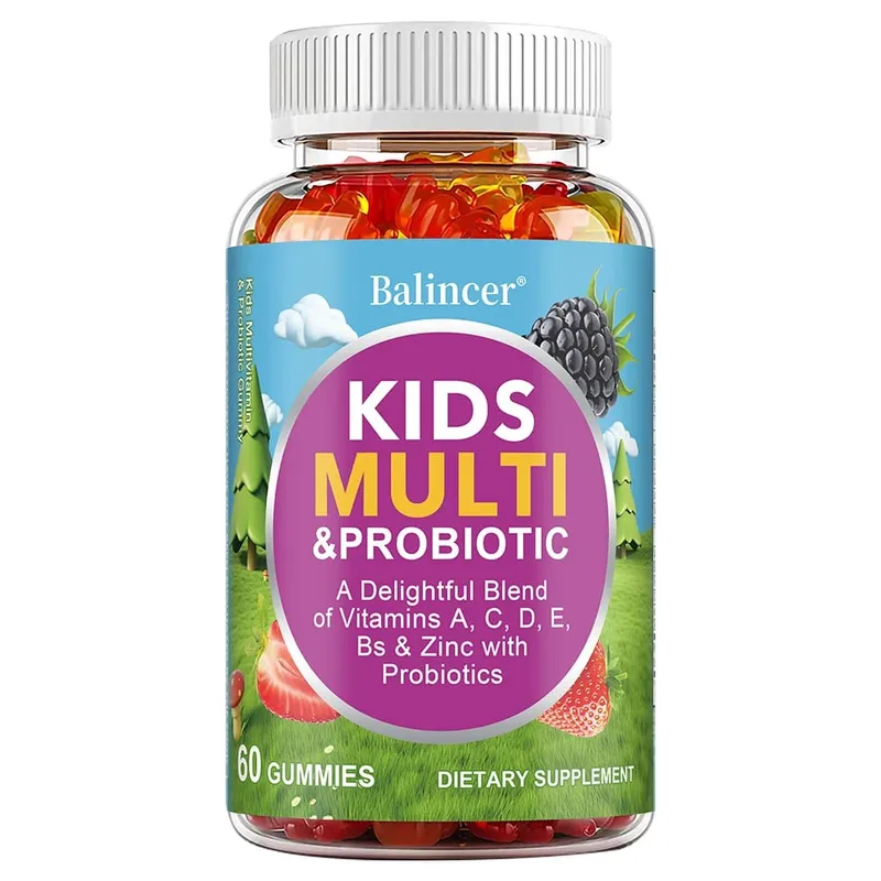 Organic Kids Multivitamin Gummies with Vitamins A C D E Zinc Probiotics Promotes Digestion and Enhances Immunity