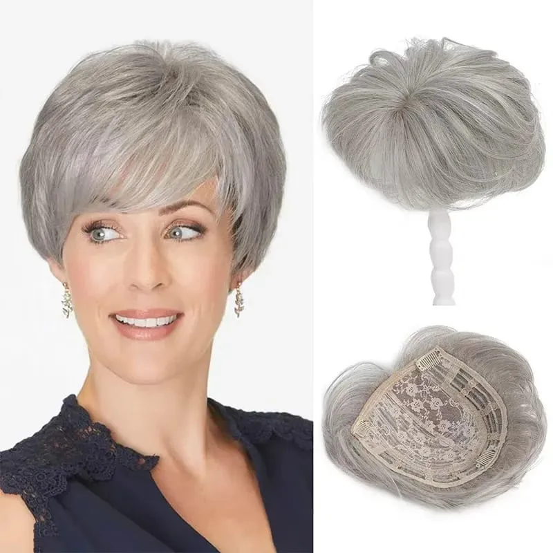 Short Hair Toppers for Women Fluffy Wavy Clip In Hair Topper Synthetic Natural Hair Piece for Thinning Hair Loss Coverage