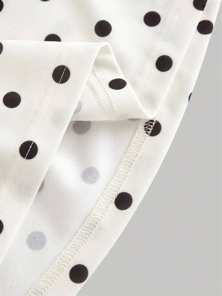 Ladies Summer Halter Mini Dress Polka Dot Pattern Graduation Ceremony Music Festival Dance Party Vacation Suitable