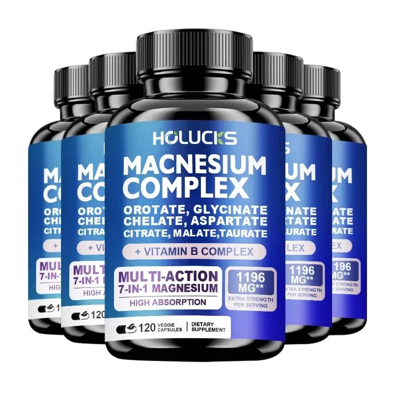 Magnesium Complex 1000mg Supplement with Vitamins C E B1 B2 B6 B12 Chelated Magnesium Glycinate Malate Taurate &Citrate