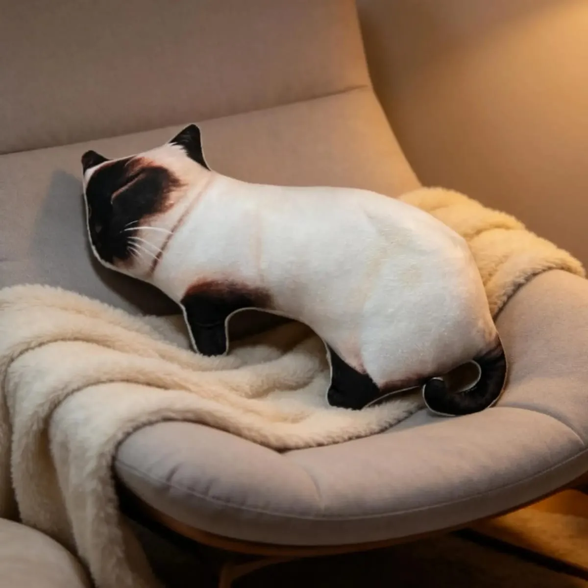Realistic Cat Pillow 60cm Soft Plush Animal Cushion Decor Decorative Throw Pillow for Kids Adults Apartment Nursery Sofa Couch