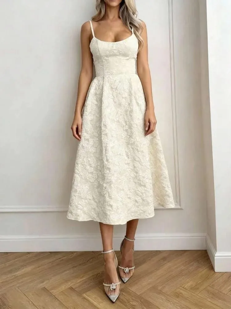 Women Solid Color Sleeveless U-Neck Zipper Backless A-line Maxi Dress Summer Sexy Elegant Dating Casual Daily Streetwear Clothes — image 3