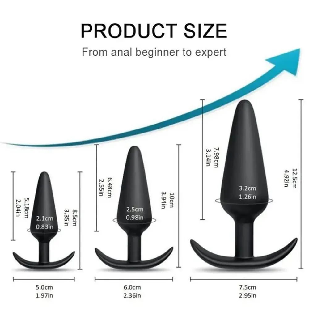 3 verschiedene Größen Analplug weiches Silikon Anal Butt Plug Stimulator Erwachsene Sexspielzeug für Männer/Frauen Prostata-Massagegerät Analtrainer