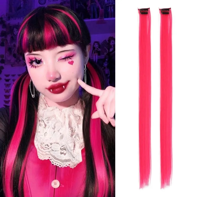 Pick dye wig piece female color hanging ear dye one-piece simulated long straight hair extension piece