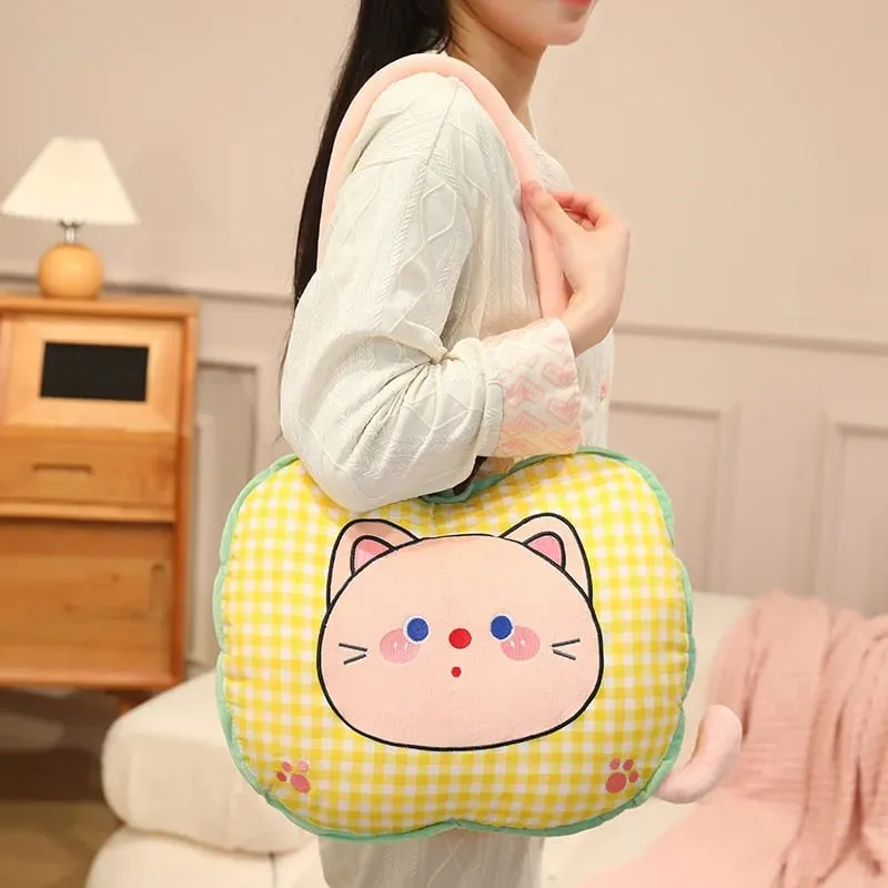 Apple Plush Pillow Cat Stuffed Cushion Kawaii Soft Sofa Cushion Air Conditioning Blanket Throw Pillow Adorably Birthday Gifts