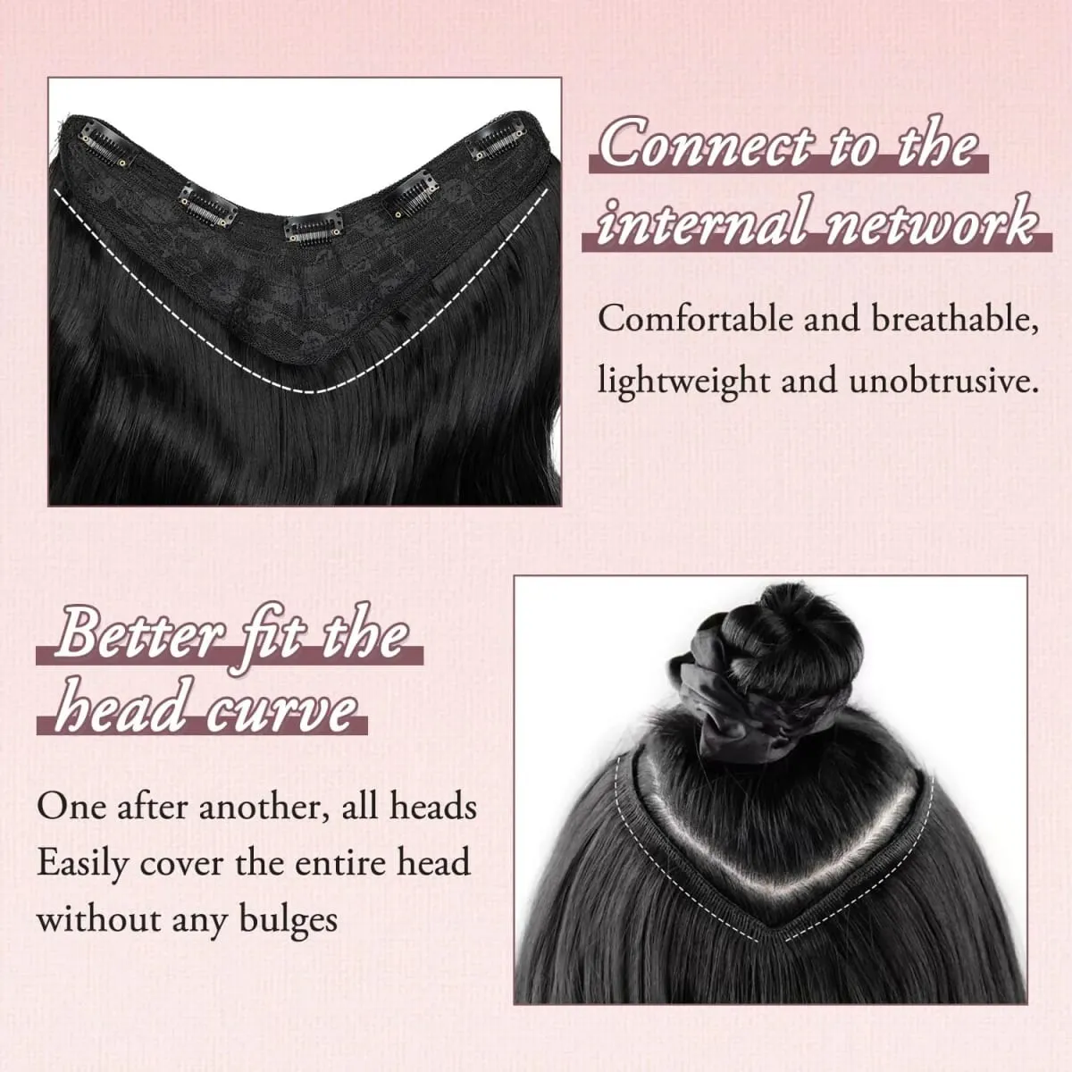 U-shaped Lace 5 Clips Clip In Hair Extensions Synthetic Long Wavy Curly Heat Resistant Full Shine Hairpieces 16/20/24 Inch — image 4