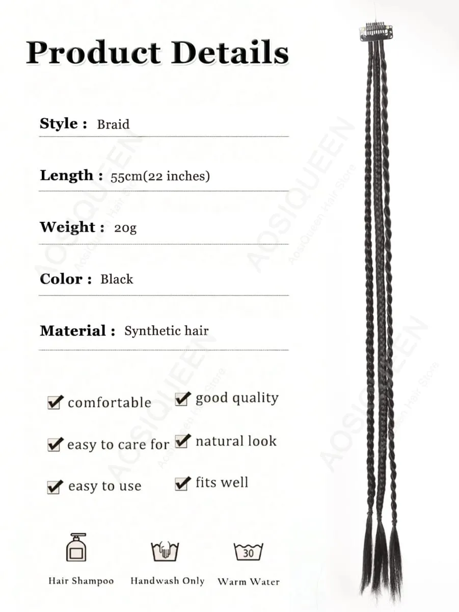 Synthetic 1/2pcs Braid Wig With Strong BB Clip Lightweight Box Braid Ponytail Hair Piece for Women — image 3