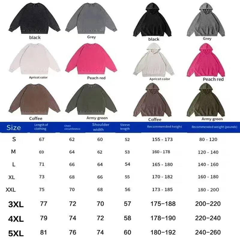 Men's personalized custom-printed washed vintage hooded warm sports wear thick 350 grams comfortable and warm.