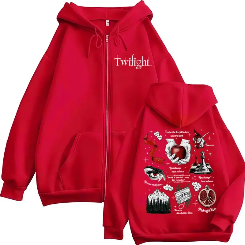 Twilight Vampire Wolf Romance Zipper Hoodies Edward Cullen Men's Women Clothing Fashion Casual Hip Hop Zip Up Hooded Sweatshirts