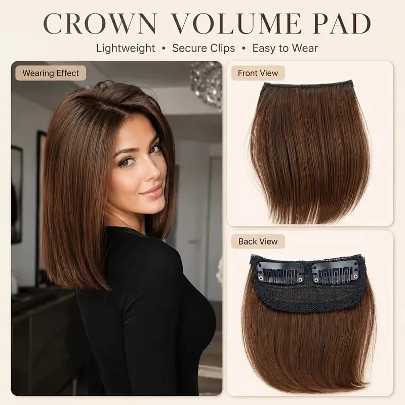 10cm Synthetic Short Straight 2pcs Hair Pads Extension Change Head Shape Fiber Hairpiece for Women Daily Wear — image 9