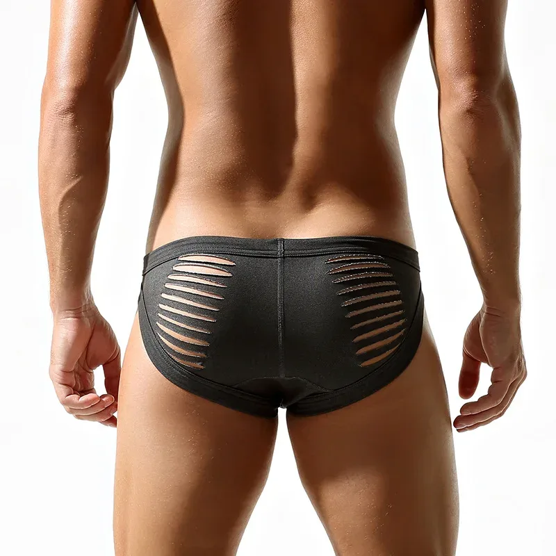 Sexy Men Open Butt Underwear Fashion Hollow Out Bikini Trunks Male Breathable Underpants Low Rise Bulge Pouch Panties Lingerie — image 25