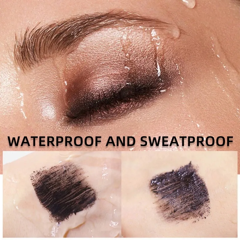 Mascara imperméable noir allongeant le recourbement des cils noirs Extension de cils maquillage de beauté Mascara longue tenue Mascara en fibres de soie