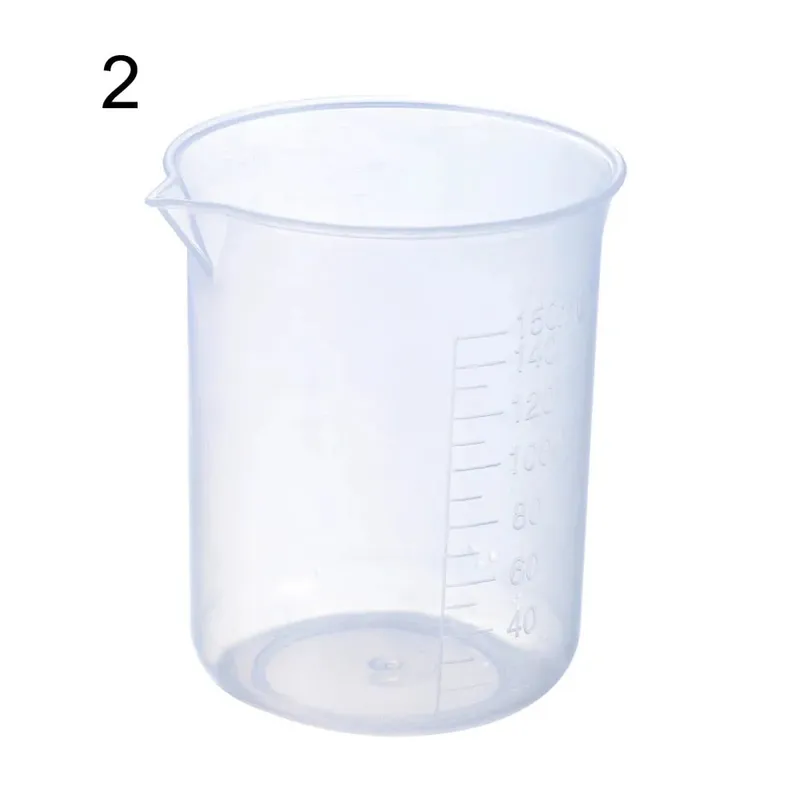 ถ้วยตวงพลาสติกโปร่งใสห้องปฏิบัติการ Beaker สำเร็จการศึกษาของเหลวเหยือกถ้วยครัวเบเกอรี่ทำอาหารการวัดขนาดคอนเทนเนอร์